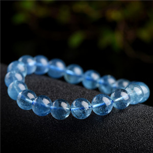 宝吉利水晶天然 魔鬼蓝海蓝宝散珠 diy手链冰种冰透女士手串饰品