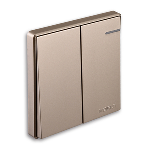 美尚开关插座二开一控大跷板开关二位单控开金色面板二开单路开关