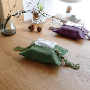 纯色紫色青绿纸巾盒 纸巾套 抽取式纸巾盒 软纸巾套便携粘贴式