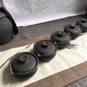 荥经黑砂砂器茶具粗陶茶壶手工茶壶家用功夫茶具复古朴拙窑变