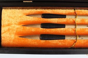 湘妃竹纯狼毫毛笔 齐笔牛角笔斗 文化礼品 山东东营特产包邮