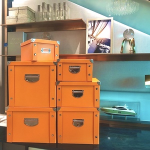 橙色纸质储物可折叠整理纸衣服宿舍盒收纳收纳家用箱抽屉收纳箱式