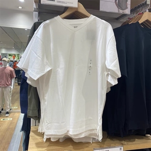 优衣库 theory联名款 445168男装 水柔棉宽松v领t恤(短袖)