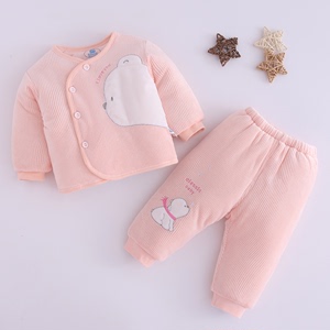 婴儿棉衣套装冬季0-3-6个月男女宝宝保暖棉服新生儿衣服夹棉中厚