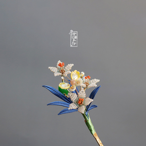 仿故宫发簪.辑珠珠花缠花簪子复古典风宫廷汉服发钗可改发钗发夹