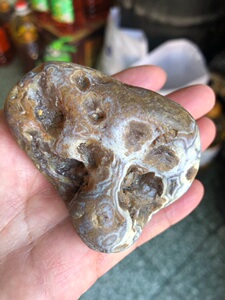 黑龙江天然完整象形锦花玛瑙原石144克猴头观赏石奇石手把件摆件