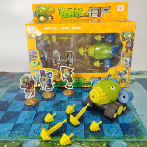 正版植物大战僵尸玩具二代玉米加农炮三口发射子弹带回力盲盒手办
