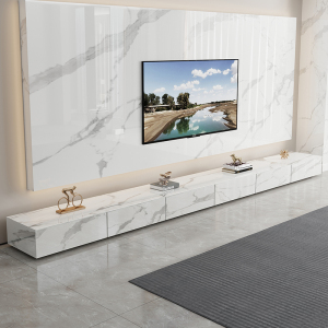 意式轻奢岩板电视柜茶几组合小户型客厅现代简约地台网红实木墙柜