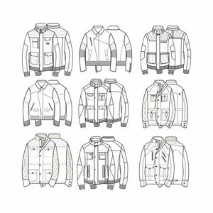 秋冬男装外套夹克羽绒服正反面款式图模板cdr矢量图设计素材模板