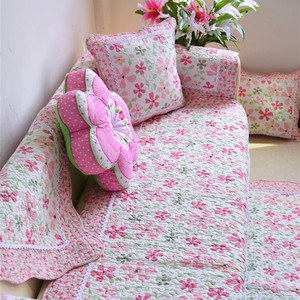 韩式田园 全棉绗缝沙发垫 布艺防滑坐垫贵妃 飘窗垫沙发巾沙发罩