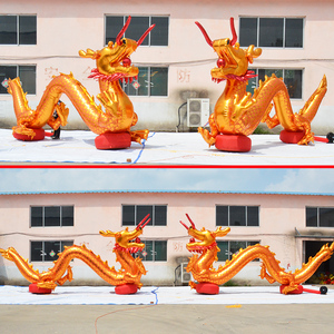 [lgqm]6/8米充气卧地龙气模黄金双龙龙凤开业拱门店庆道具彩虹门