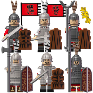 兼容乐高国潮kt1093楚汉帝国古代军铠甲士兵步兵拼装积木人仔玩具