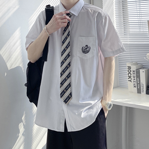 dk制服男夏季短袖衬衫男日系学院风男装情侣装小众上衣日系jk衬衣