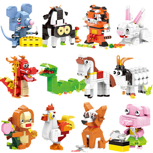 乐高十二生肖积木动物兔子模型男孩女12儿童益智猴小颗粒拼装玩具