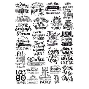 【未裁剪】黑白英文 自制手帐贴纸 a4和纸不干胶打印