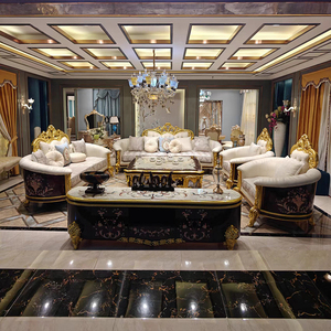 法式别墅宫廷沙发豪宅客厅组合布艺贝壳彩绘实木高端全屋定制家具