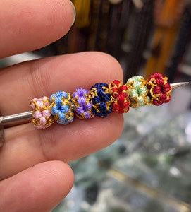 手编桃花结线圈金圈多色手串隔珠平结线圈手工编绳黄金配件diy