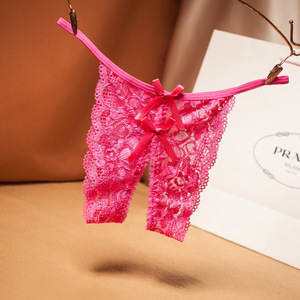 爱爱方便免脱直插蕾丝丁字裤女低腰透视诱惑性感开档内裤情趣内衣