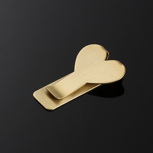 创意爱心纯铜钱夹卡夹黄铜票夹收据长尾夹男女士随身便携零钱夹子