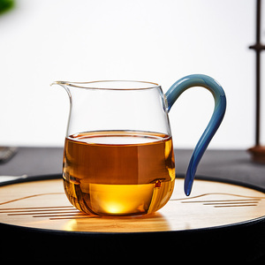新羽玲珑公道杯高档透明高硼硅玻璃分茶器单个日式茶海茶具带茶滤