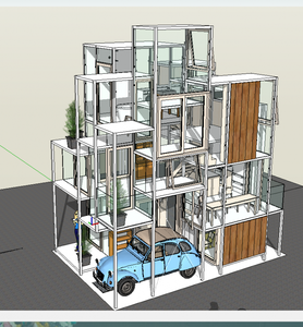 藤本壮介house na模型sketchup 日本东京垂直住宅na住宅su玻璃宅