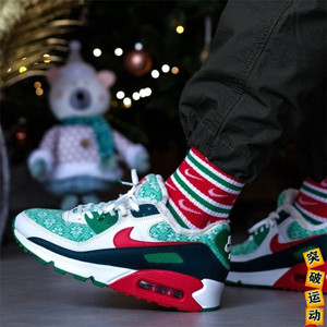 nike/耐克正品air max 90 圣诞节 大童运动气垫休闲鞋 dc1621-100
