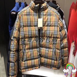 正品代购burberry/巴宝莉 经典格纹战马标羽绒服新款双面男女外套