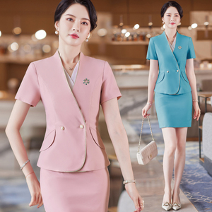 珠宝店金店工装美容院工作服职业装西装套装女酒店前台接待工作装