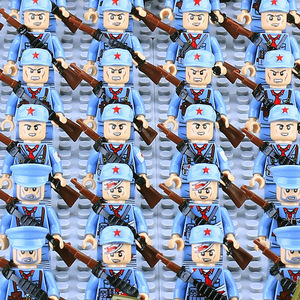 中国积木南昌起义军事人仔长津湖士兵基地打仗红军八路军拼装玩具