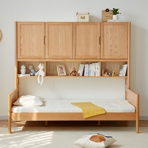 柜子床一体省空间日式小户型实木北欧儿童青少年单人收纳储物安装