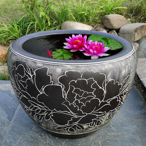 养鱼缸陶瓷水缸庭院室外荷花缸睡莲乌龟缸牡丹花阳台造景陶缸大号
