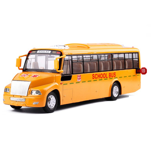 彩珀成真1:32合金汽车模型仿真公交学校大巴士声光回力儿童玩具男