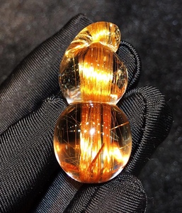 天然铜钛晶葫芦吊坠顺发发晶 晶体干净 男女饰品