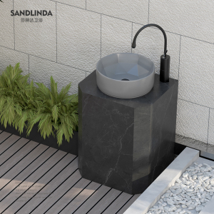 创意立柱盆岩板洗手盆室外阳台庭院户外洗手池台盆民宿酒店洗漱台