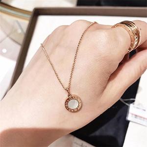 bvlgari/宝格丽项链 双面圆形18k玫瑰金黑玛瑙满钻圆环罗马项链女