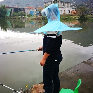 成人飞碟雨衣男士斗篷式户外垂钓雨伞女徒步透明防水钓鱼头盔伞帽
