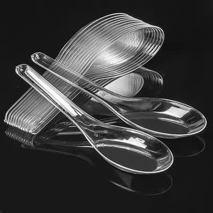 一次性ps塑料s103水晶勺子透明汤勺加厚中式食品级餐具汤匙商用
