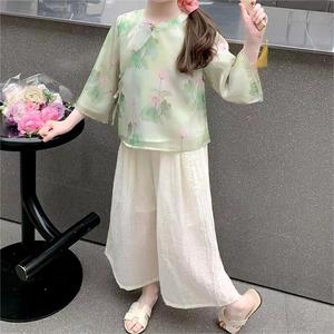 儿童套装上衣汉服女童洋气古装中国风长袖宝宝夏季复古古风小女孩
