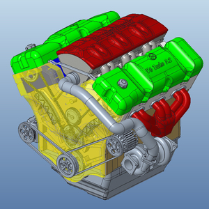 v6 turbo汽油发动机模型3d图纸