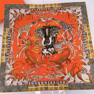 2021新款"赞比西河的庆典"90cm厘米方巾披肩夏季薄款职业丝巾女