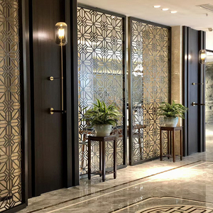 不锈钢屏风钛金客厅简约入户玄关售楼处金属隔断酒店欧式镂空雕花