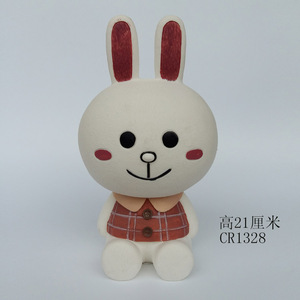 小白兔白模填色石膏彩绘儿童diy手工制作石膏像天然乳胶模具328