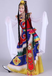 藏族舞蹈演出服装水袖女长裙藏族舞蹈表演服藏族舞蹈服装水袖新款