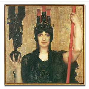 帕拉斯雅典娜油画希腊神话壁画玄关电表打印女战神挂画带框