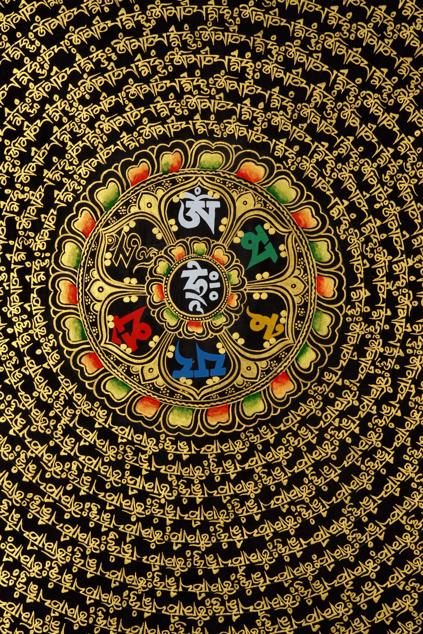 般若一米超大六字真言经文坛城喇嘛纯手绘观音心咒西藏唐卡挂画