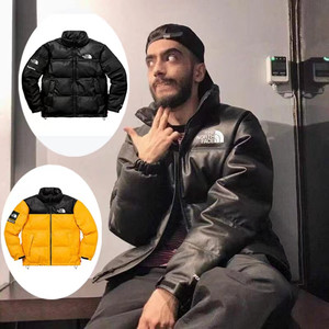 the north face/北面supreme联名皮面皮质羽绒服男防风保暖外套