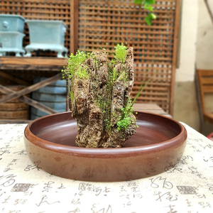 景德镇青花瓷假山吸水石盆景盆陶瓷造景无孔接水盆圆形上水盆包邮
