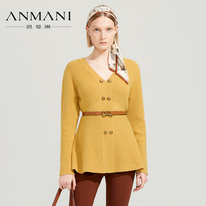商场同款-ANMANI恩曼琳22冬季新品100%羊毛收腰针织毛衣O367043A