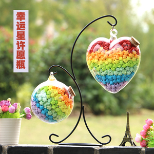 爱心礼品星星手工折纸木塞玻璃礼物瓶圆形许愿叠纸罐幸运星吊挂瓶