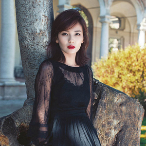 春新欢乐颂2刘涛安迪明星同款黑色蕾丝淑女修身礼服连衣裙